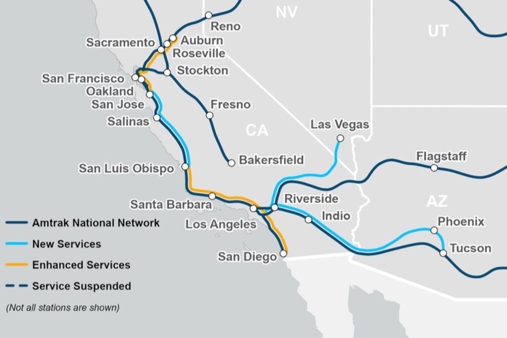 Amtrak Train Stations in California Routes