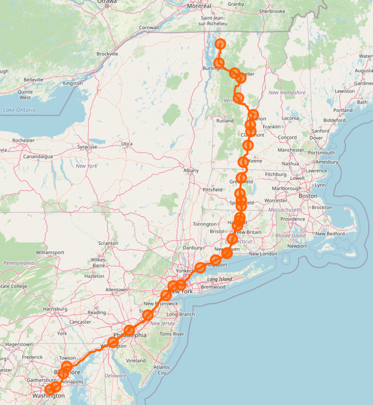 Acknowledge the Vermonter Train’s Route Map