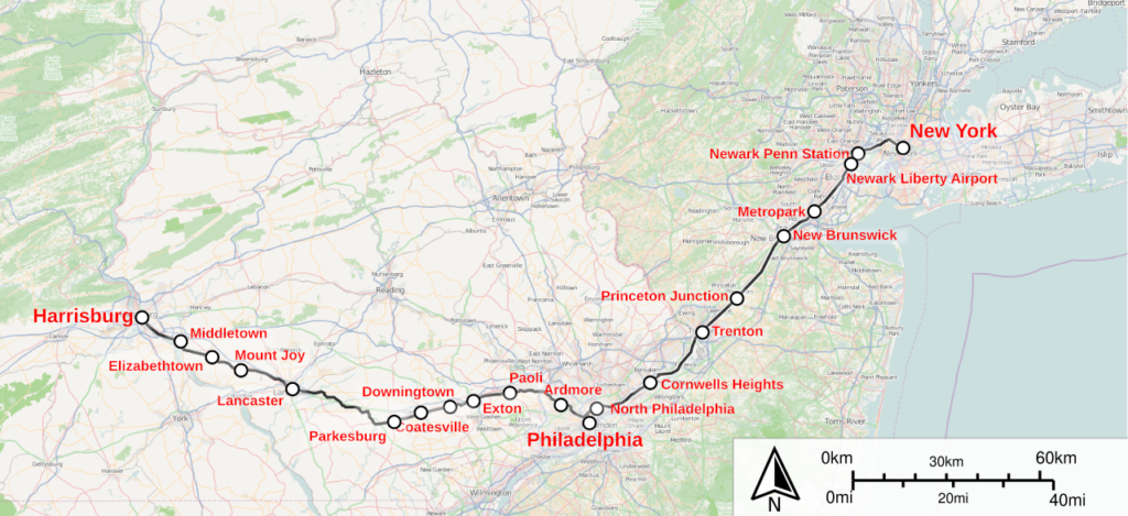 Detailed Keystone Service Train’s Route Map