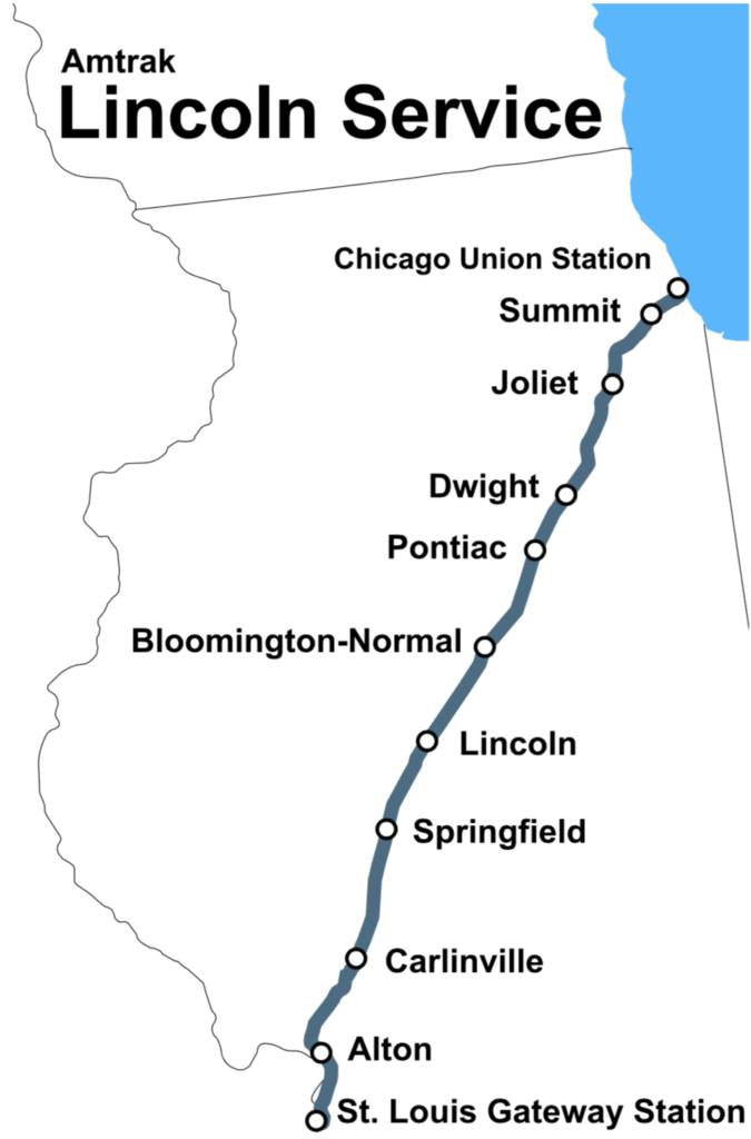Acknowledge the Map for the Lincoln Service Train Route